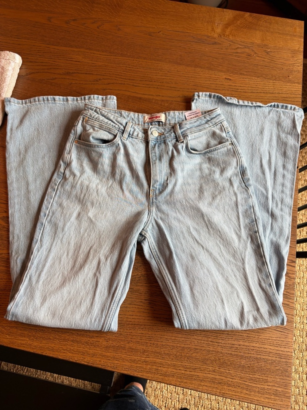 Wrangler High Rise Fierce Flare Light Wash Denim Jeans with Contrast Stitching - Picture 6 of 6
